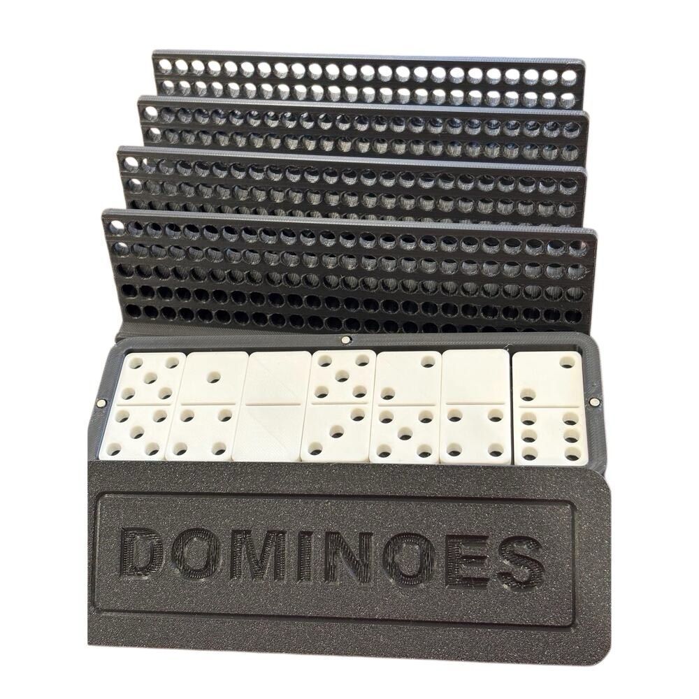 Premium Dominoes Set | Complete Double-6 Game Storage Box Player Trays | Durable